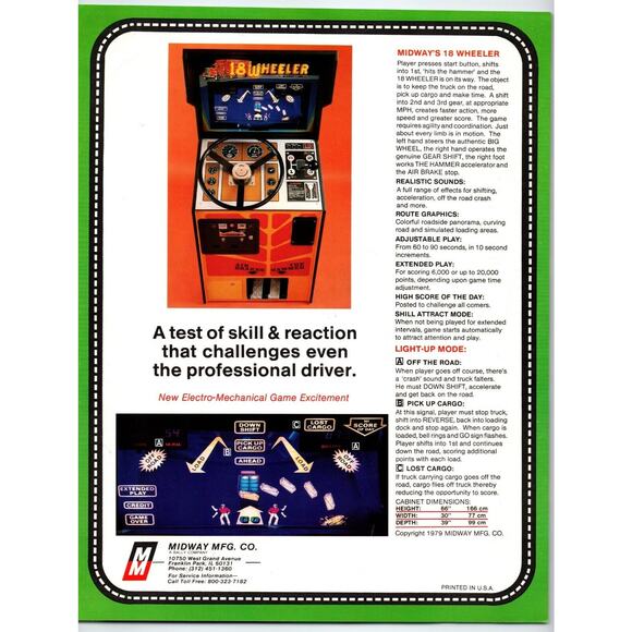 18 Wheeler Arcade Flyer Original 1979 Video Game Art Promo 8.5" x 11" Trucks Rig - Picture 2 of 2